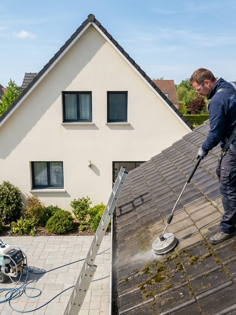 Toiture propre après nettoyage par un professionnel belge